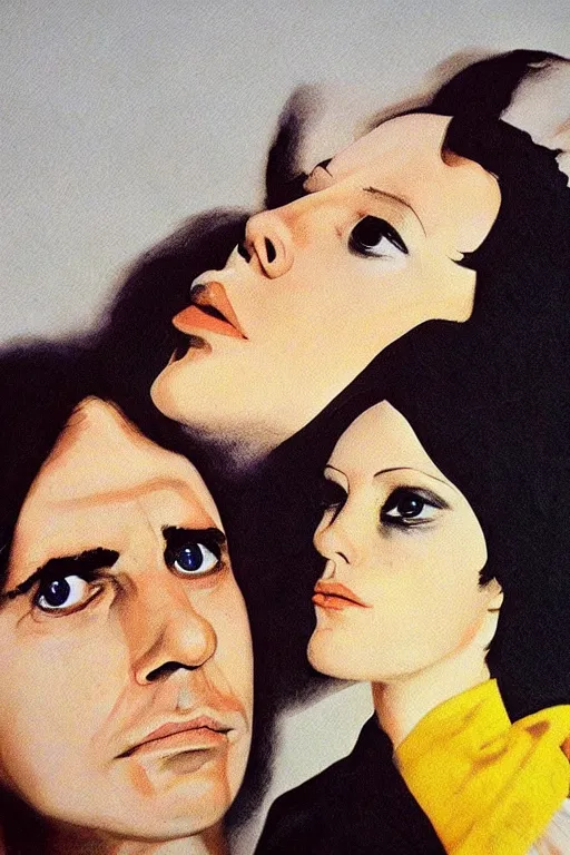 Image similar to hyperrealism close-up fashion portrait of couple photo from The Holy Mountain by Alejandro Jodorowsky in style of Francisco Goya