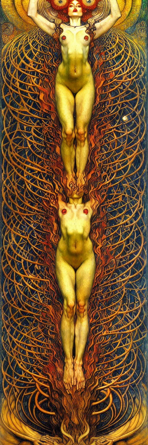 Image similar to Divine Chaos Engine by Karol Bak, Jean Delville, William Blake, Gustav Klimt, and Vincent Van Gogh, symbolist, visionary