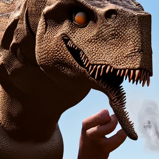 Prompt: dinosaur smoking a cigarette realistic 8 k hdr 3 5 mm