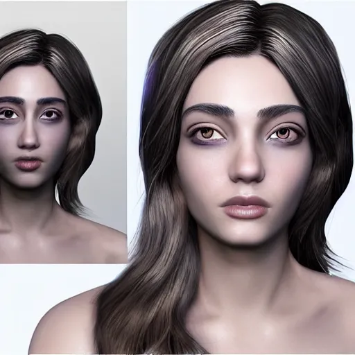 Image similar to “These 3D portraits are unbelievably incerdibly realistic. unreal engine 5. RTX. ray tracing. nvidia hairworks. portrait of beautiful girl with futuristic. very high detailed. By Charli Amani. ultra by Vishwesh Taskar