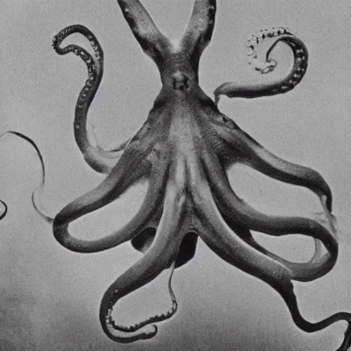 Image similar to vintage photograph of an octopus with a human face