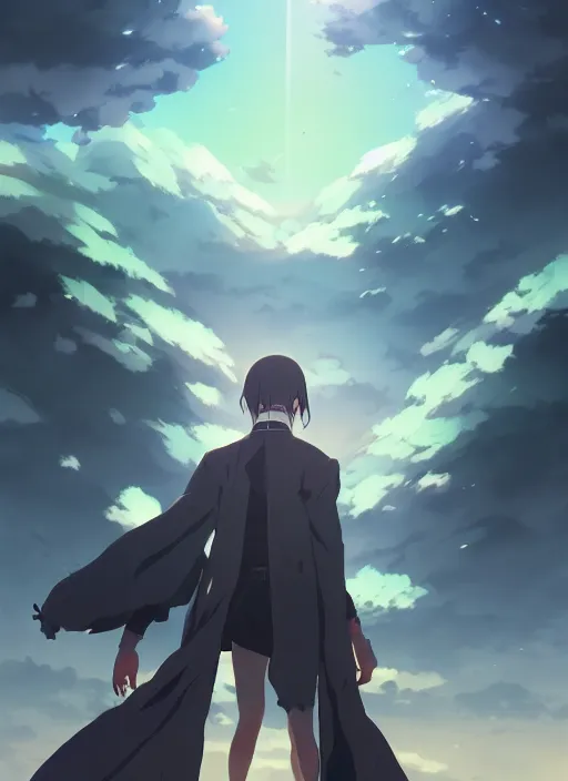 Image similar to portrait of undertaker wwe, cloudy sky background lush landscape illustration concept art anime key visual trending pixiv fanbox by wlop and greg rutkowski and makoto shinkai and studio ghibli