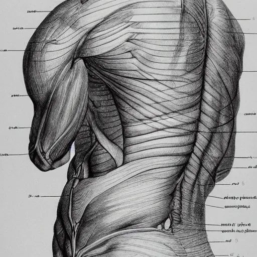 Prompt: anatomy drawing by Gottfried Bammes