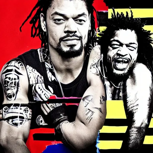 Image similar to roman reigns album cover basquiat style