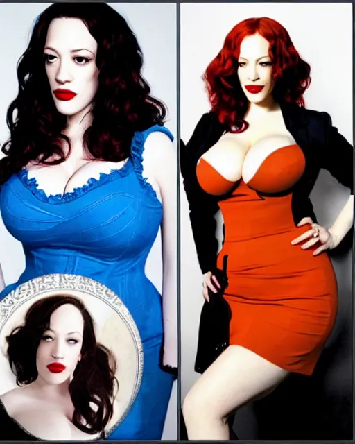 Prompt: kat dennings christina hendricks jennifer tilly, by gilbert hernandez, gorgeous beautiful, stunning, deviant, arrogant