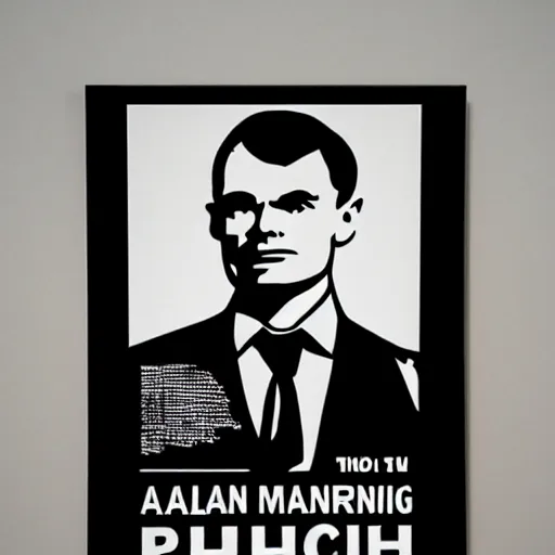 Image similar to individual alan turing silk screen butcher billy style