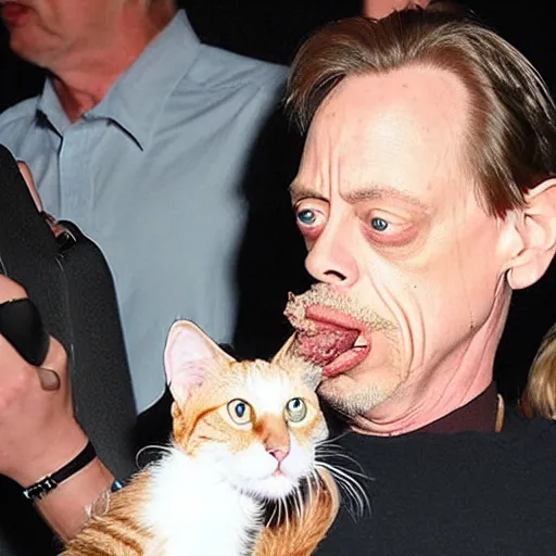 a tmz photo of steve buscemi eating a cat Stable Diffusion