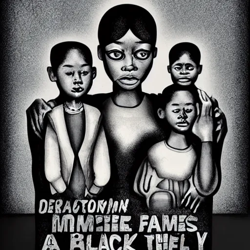 Image similar to a poster design of a miserable black family by adhira putra,