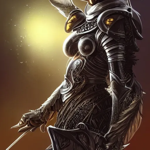 Image similar to lemur in knight armor, sun in the background, intricate, elegant, fantasy, highly detailed, digital painting, artstation, concept art, smooth, sharp focus, illustration, art by artgerm