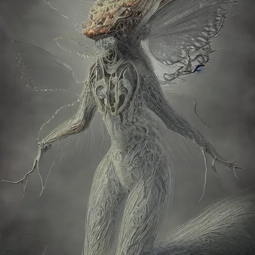 Image similar to a beautiful new creature from folklore, clear detailed view. ethereal fantasy art by bjarke pedersen