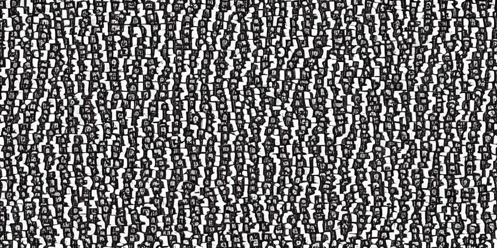 Prompt: autostereogram of an escher drawing of where's wally, infinity