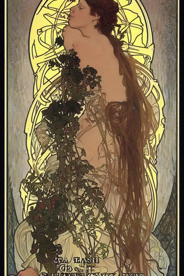 Image similar to “a tarot card depicting Death by Alphonse Mucha”