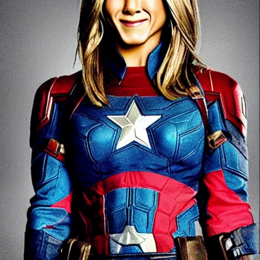 Image similar to Jennifer Aniston as Captain America