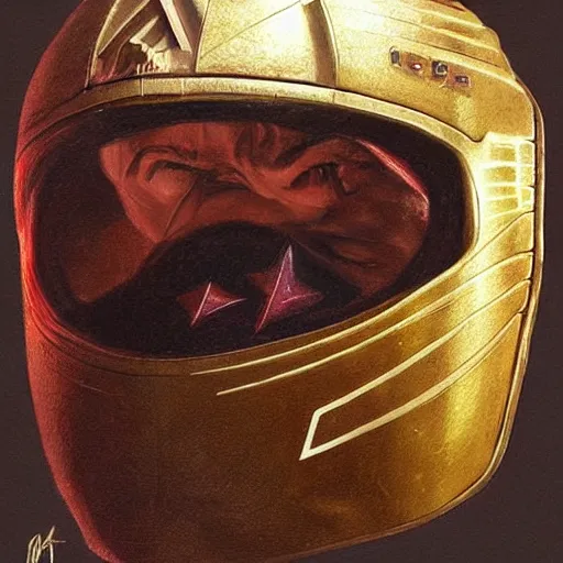 Image similar to STAR TREK Gucci racer helmet designed in ancient Greece, (SFW) safe for work, photo realistic illustration by greg rutkowski, thomas kindkade, alphonse mucha, loish, norman rockwell