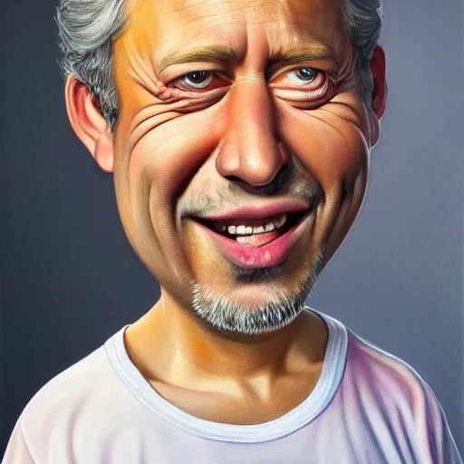 Image similar to Caricature portraits done of Gene Ween, realistic, hyperrealistic, very realistic, highly detailed, very detailed, extremely detailed, detailed, oil painting, digital art, trending on artstation