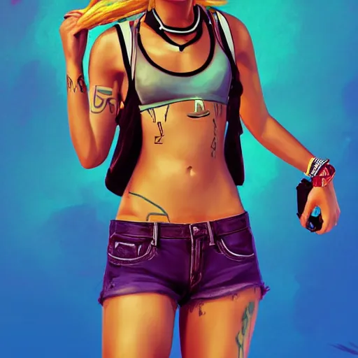 Prompt: zoe kravitz as a california surfer girl, gta 5 cover art, hd digital art, trending on artstation