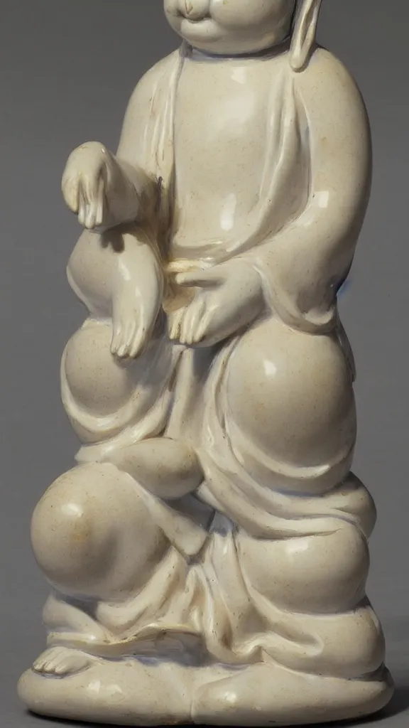 Prompt: porcelain rabbit budda statue painted by john singer sargent