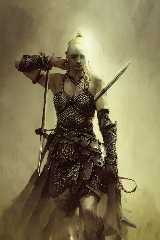 Image similar to polish female, legendary warrior, fighter, lord of the rings, tattoos, decorative ornaments, battle armor, carl spitzweg, ismail inceoglu, vdragan bibin, hans thoma, greg rutkowski, alexandros pyromallis, perfect face, detailed, sharply focused, centered, rule of thirds, photorealistic shading