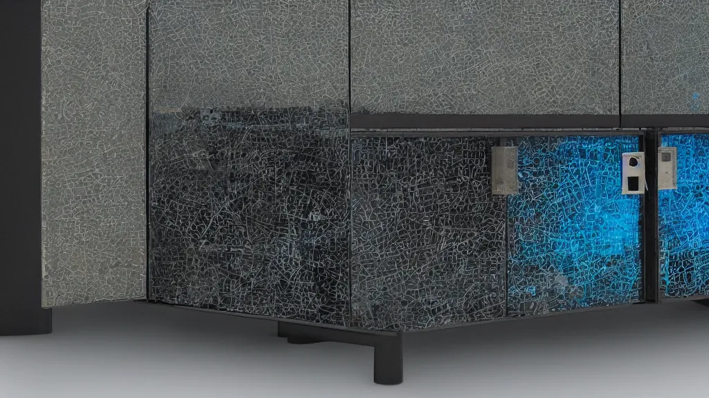 Image similar to postcyberpunk blind credenza cube ( s ) in nature