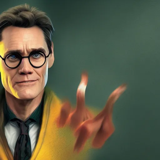 Prompt: Jim Carrey is Harry Potter, hyperdetailed, artstation, cgsociety, 8k