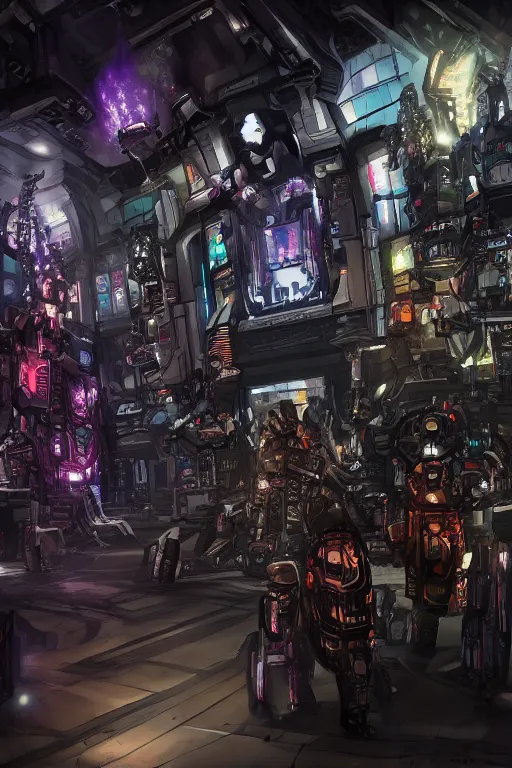 Image similar to Cybertron, inside of a Hot Topic store for goth Decepticons, Transformers, concept art, accurate perspective, 4k octane render, photorealistic , cinematic lighting, Artstation