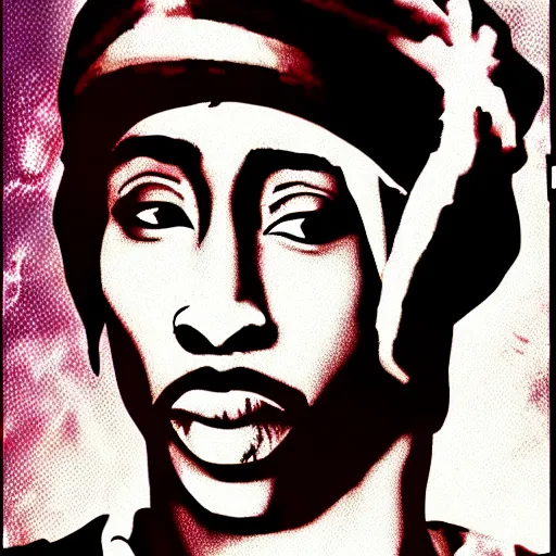 Image similar to Tupac Shakur, screenshot from a 2009s anime, anime style,