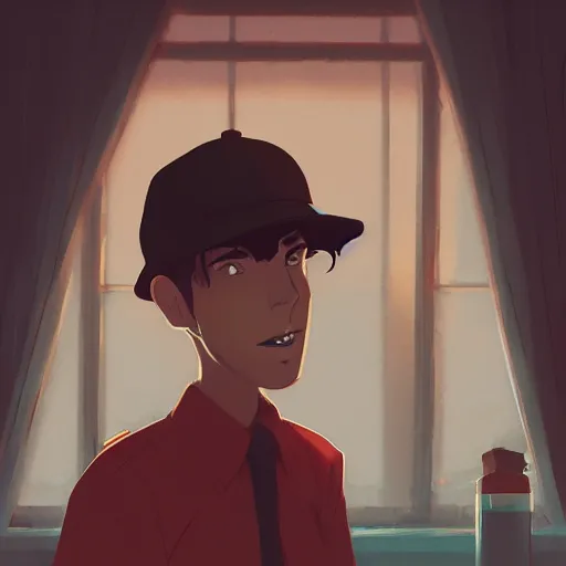 Prompt: J.D. Salinger as Holden Caulfield wearing that hat, ambient lighting, 4k, anime key visual, lois van baarle, ilya kuvshinov, rossdraws, artstation