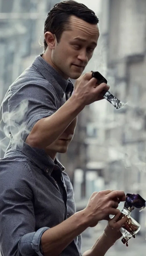 Image similar to joseph gordon levitt smoking waterpipe, insane, intricate, highly detailled, sharp focus 8k