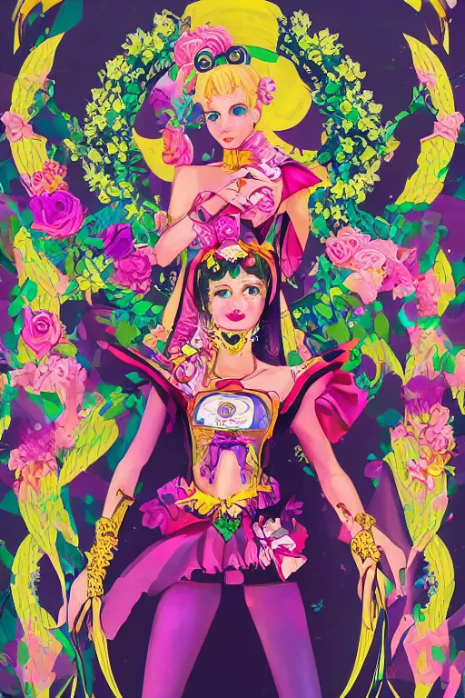 Prompt: cyberpunk hungarian floral sailor moon painterly