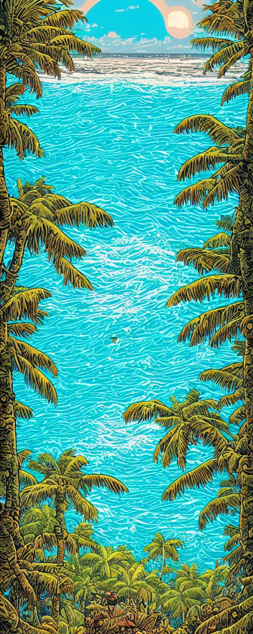 Prompt: the caribbean sea by dan mumford