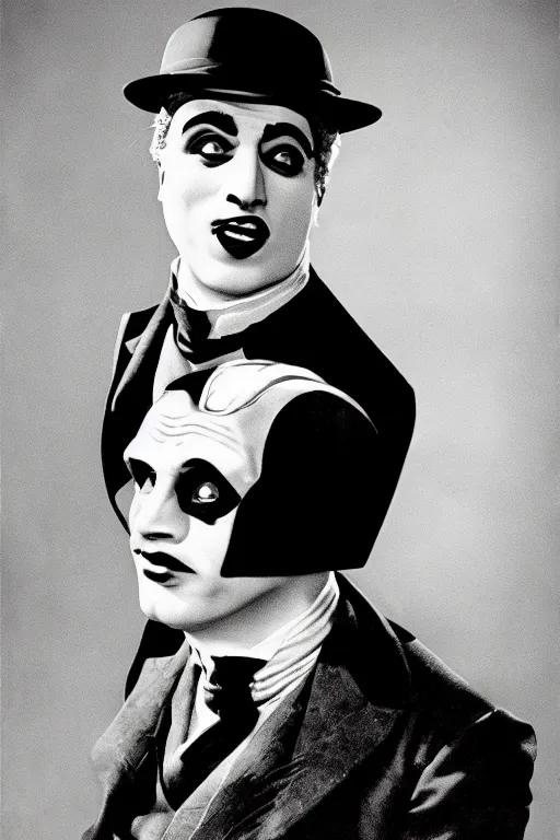 Image similar to portrait of charles chaplin as batman