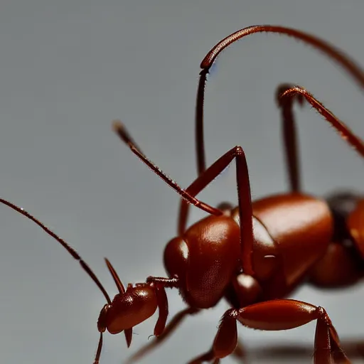 Image similar to an ant with small robotic parts. macro photograph. nikon.