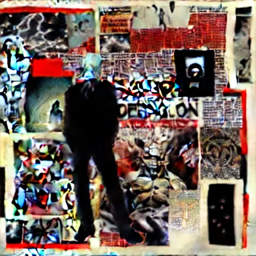 Image similar to a paper collage of armageddon, a god of death stands in the middle, kurt schwitters, richard hamilton, joe webb, chambliss giobbi, lynn skordal, derek gores, barbara kruger, jacques villegle.