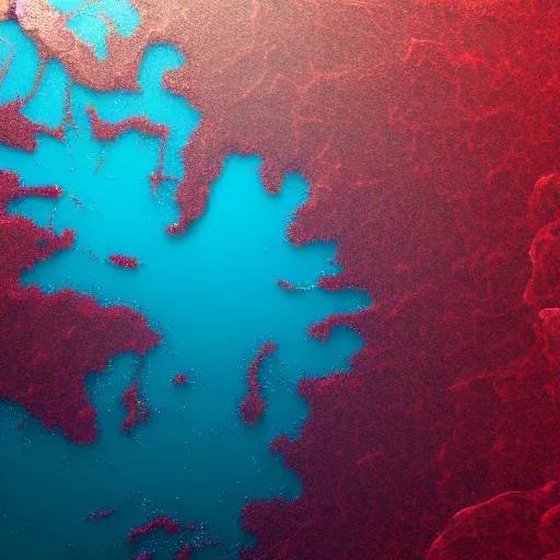 Image similar to hyperrealistic landsat underwater image, organic shapes, detailed, 4k, vector, award winning, dark red colors