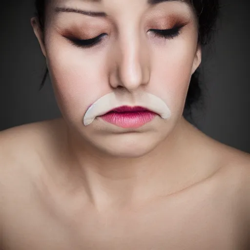 Image similar to square jawed woman. Studio photography portrait.