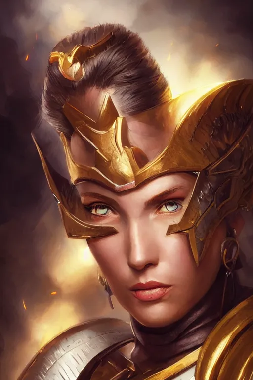 Image similar to amazon valkyrie athena, d & d, fantasy, portrait, highly detailed, headshot, digital painting, trending on artstation, concept art, sharp focus, illustration, art by artgerm and greg rutkowski and magali villeneuve