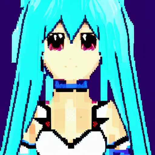 Prompt: pixel art of hatsune miku