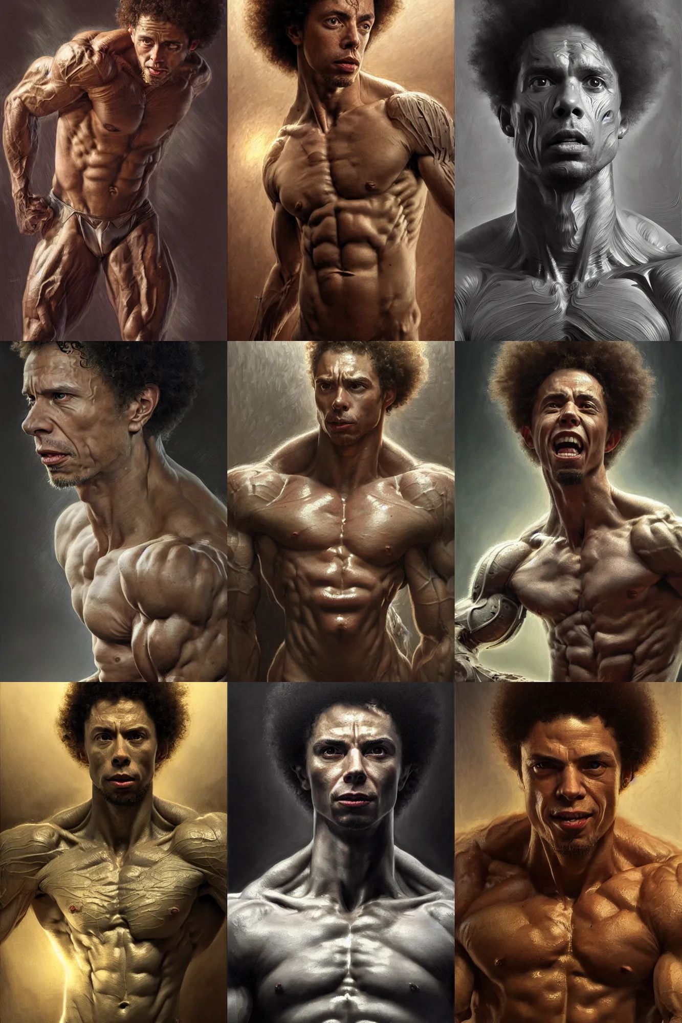 Prompt: portrait of malcolm gladwell posing ultra realistic illustration, a hulking herculean gigachad, bulging muscles, intricate, highly detailed, digital painting, artstation, radiant light, caustics, war hero, concept art, smooth, sharp focus, by gaston bussiere, bayard wu, giger, maxim verehin