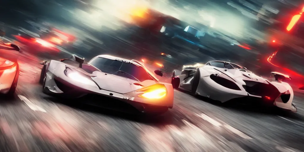 Image similar to a commercial art for a racing movie with lot of motion blur, cinematic, dramatic, artstation, epic