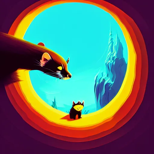 Prompt: curved perspective, extreme narrow, extreme fisheye, digital art of a marten animal by anton fadeev from nightmare before christmas