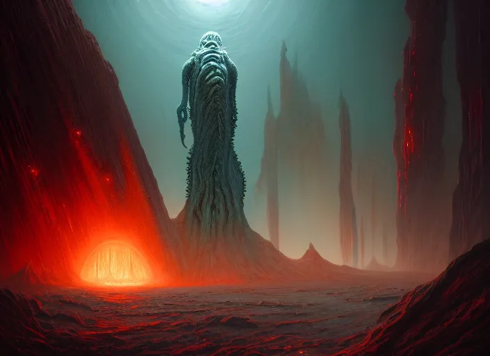 Image similar to stunning horror space, lovecraftian horror, cosmic horror!! cinematic lighting, muted colours, digital art, winning award masterpiece, fantastically beautiful, illustration, aesthetically inspired by wayne barlowe and gerald brom, trending on artstation, art by greg rutkowski, octane render, unreal engine, 8 k