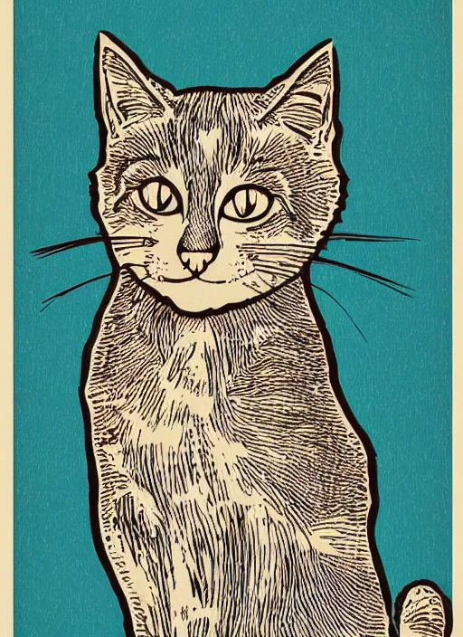 Image similar to cat woodcut print by Samuel Jessurun de Mesquita