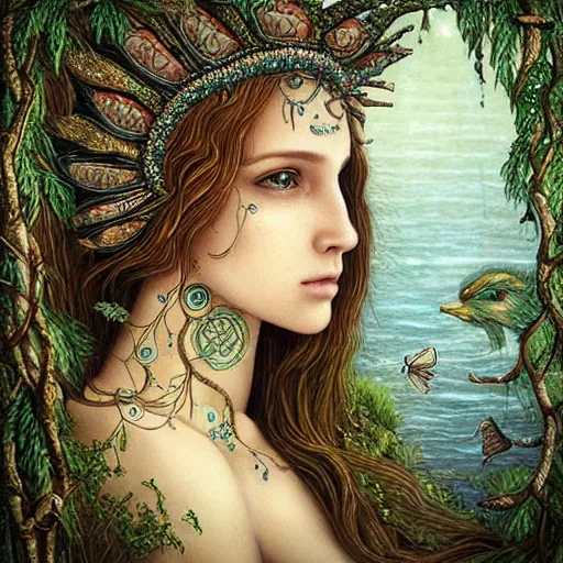 Prompt: “ the birth of the goddess of the lake, fantasy, leesha hannigan, intricate, highly detailed face, forest ”