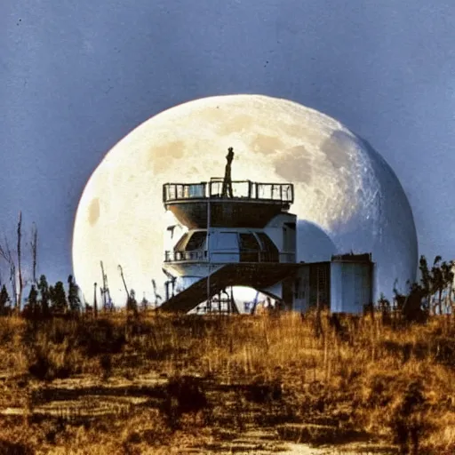 Prompt: a soviet style moon base inhabited by trained orangutans in the style of social realism