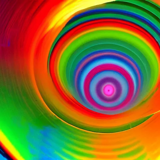 Image similar to gravity bomb warping space and creating a translucent rainbow diaphanous vortex