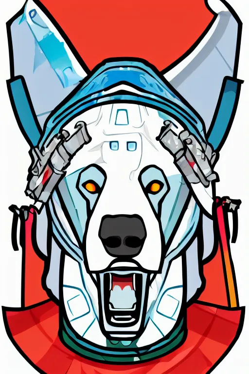 Image similar to Portrait of a polar bear as a samurai, knight, medieval, sticker, colorful, illustration, highly detailed, simple, smooth and clean vector curves, no jagged lines, vector art, smooth