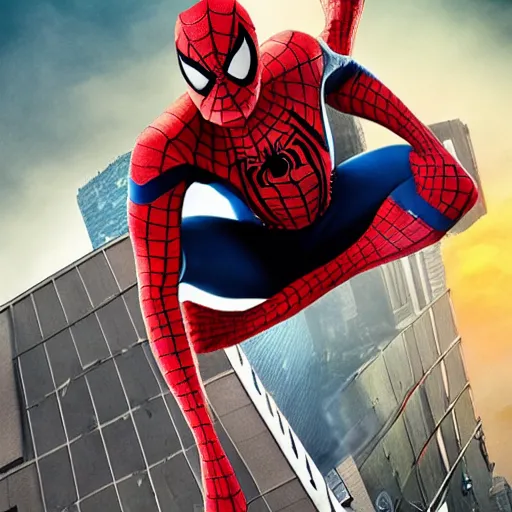 Image similar to patrick star as spiderman movie poster