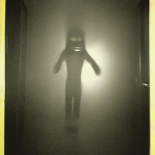 Prompt: grainy photo of a wavy tube man as a creepy monster in a closet, harsh flash