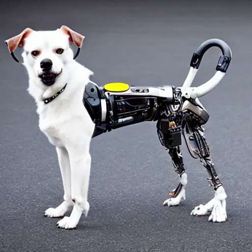 Image similar to an cyborg dog with a beautiful, intriicate, detailed, elegant, ornate exoskeleton