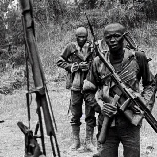 Prompt: film still, Mercenaries in 1967 Congo civil war